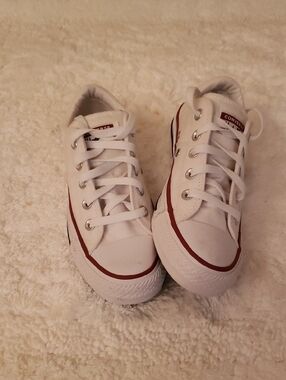 Converse  White Low-Top Sneakers with Red Trim
